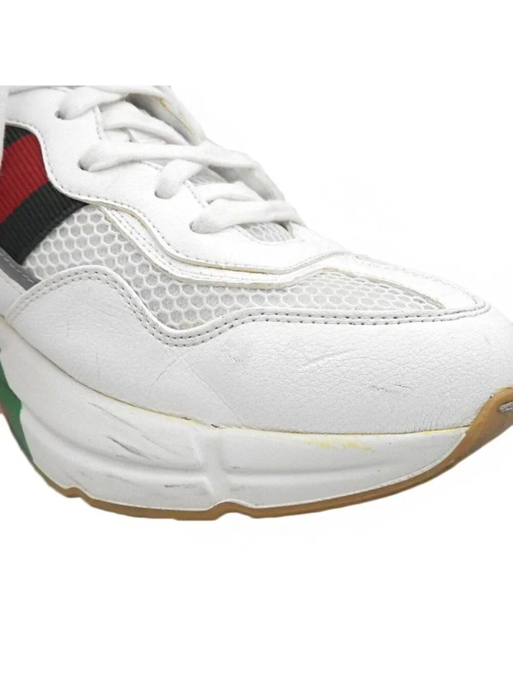 Gucci Mesh Leather Rhyton Sneakers White
